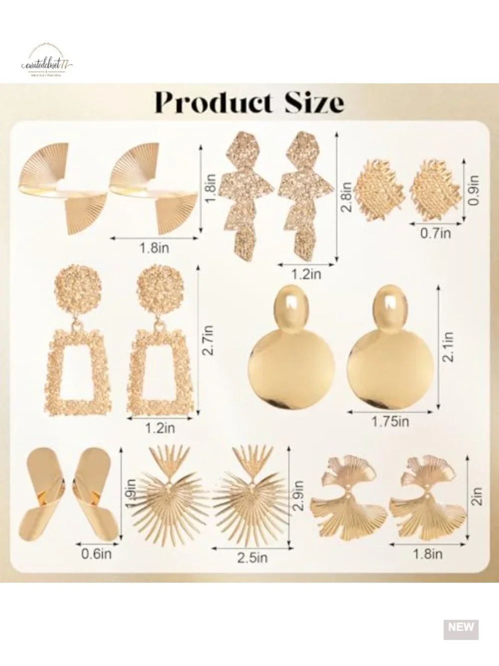 8 Pairs Gold Dangle Earrings Set, Geometric Drop Earrings for Women, Trendy